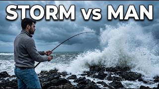 Caspian Sea Rock Fishing in a Storm | Solo Beach Camping ASMR (No Talking)