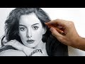 Портрет Энн Хэтэуэй карандашом (Anne Hathaway - portrait drawing video).