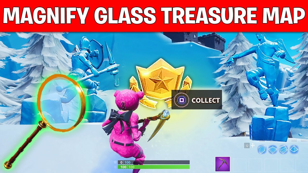 search where the magnifying glass sits on the treasure map loading screen location fortnite week 3 - fortnite week 3 search magnifying glass