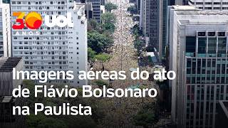 Flávio Bolsonaro na Paulista: imagens aéreas de drone mostram tamanho da manifestação