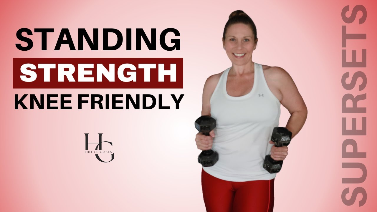 Full Body KNEE FRIENDLY DUMBBELL WORKOUT | All Standing Supersets - YouTube