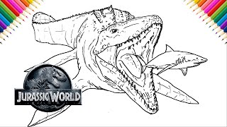 How to Draw Mosasaurus from Jurassic World Step by Step | Drawing and Coloring