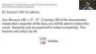 Trigonometry Video 3.1.3 Converting Between Degrees and Radians