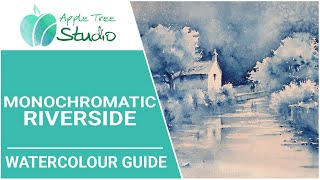 A Watercolour Riverside Landscape - Monochromatic Tonal Value Guide