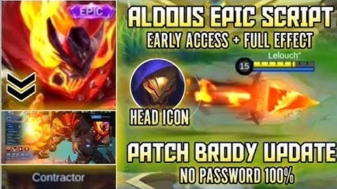 FREE NEW EPIC SKIN ALDOUS | SCRIPT TUTORIAL | MLBB | NO PASSWORD