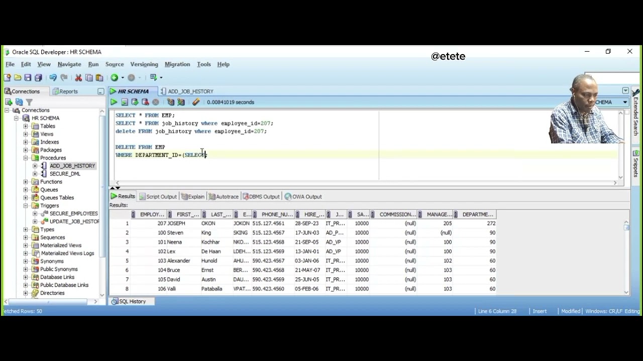 part 2 of DELETE statement (DML) in SQL pt53 - YouTube
