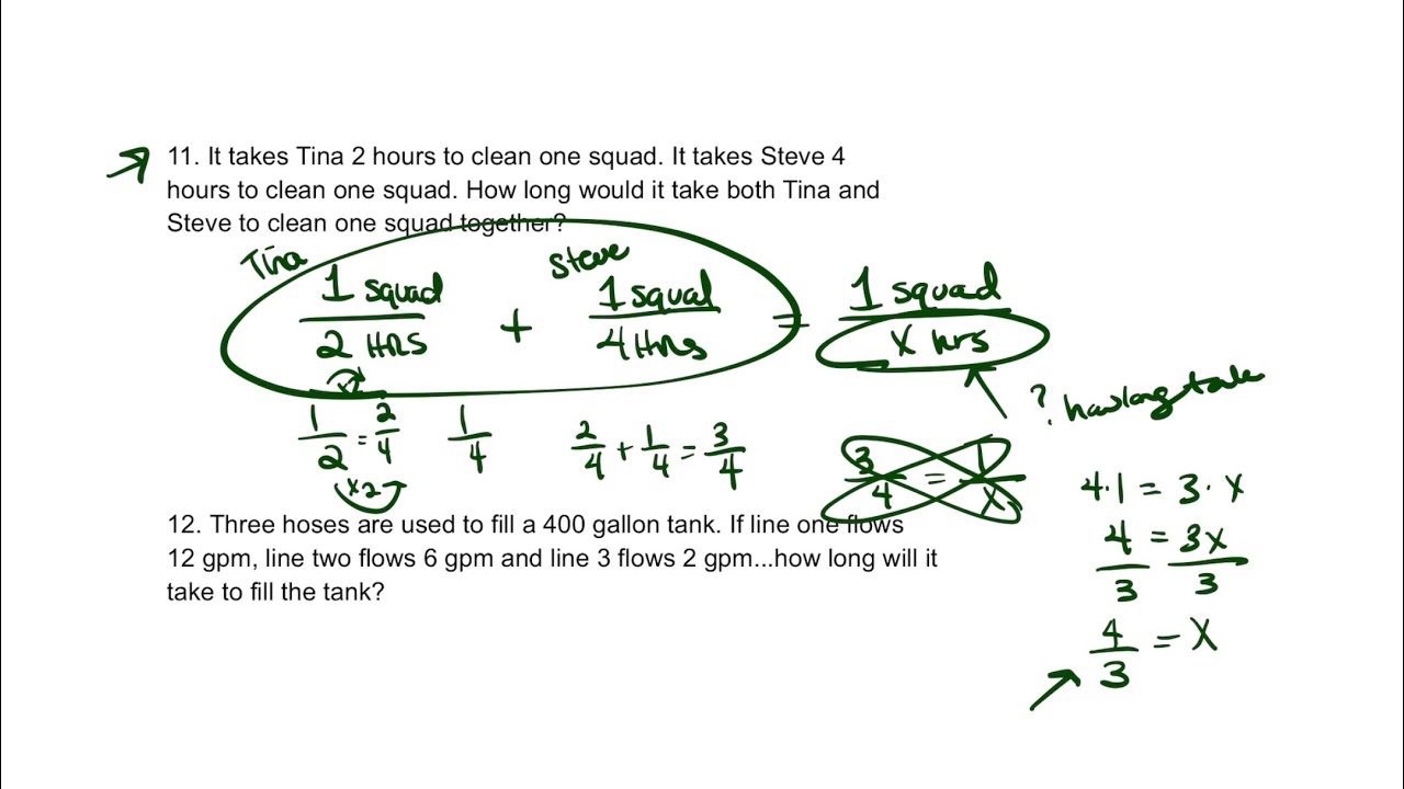 Firefighter Math Exam -If it takes Tina 2 hours to complete a task ...