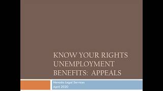 Unemployment Benefits:  Appeals