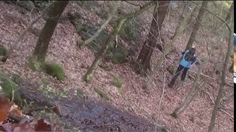 Huge troll chasing man in the Norwegian woods