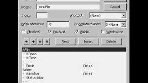 Menu editor in VB 6.0 | design menu and sub menus in VB 6.0