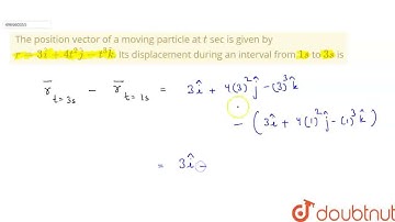 The position vector of a moving particle at t sec is given by r=3hat i+4t^(2)hat j-t^(3)hat k. I...