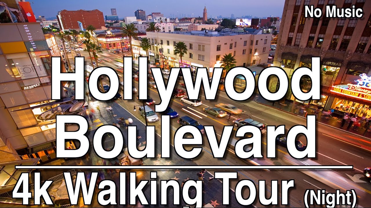 Night Walking Tour of Hollywood Boulevard Los Angeles | 4K Dji Osmo | No Music