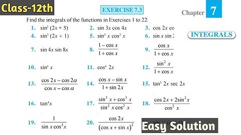 Class-12th |exercise-7.3 chapter-7|(Integration) Using trigonometry Formula solve INTEGRATION q^n