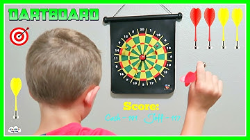 Throwing DARTS With Two Sided Kids Dartboard Toy Review