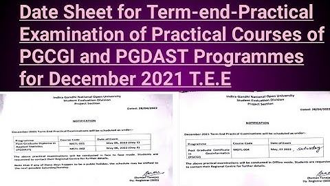 Date Sheet for Term-end-Practical Examination of Practical Courses of PGCGI and PGDAST