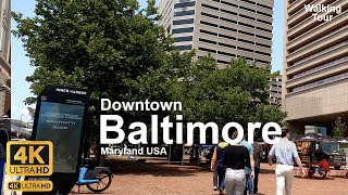 Baltimore 4k -Walking Downtown Virtual Tour - Maryland USA | City Street View #asmr