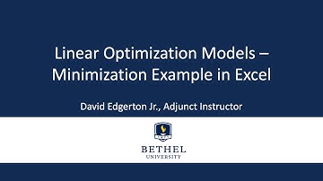 Linear Optimization Models – Minimization Example in Excel