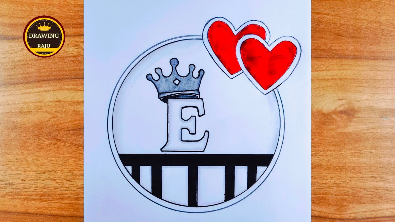 How to make E letter circle drawing|| letter tattoo design making with pencil || Scenery circle 