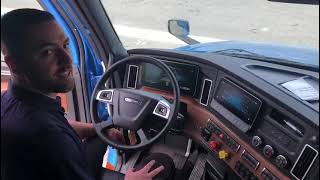 Overview of the digital dash option in a Freightliner Cascadia