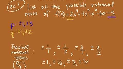 3.3 Real Zeros of Polynomials Pt III Rational Zeros Theorem