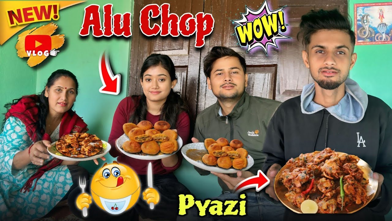 Cooking & Eating Alu Chop Pyazi At Home🥰Best Winter Snack😋Homemade Recipe ||Sagar Vlog||