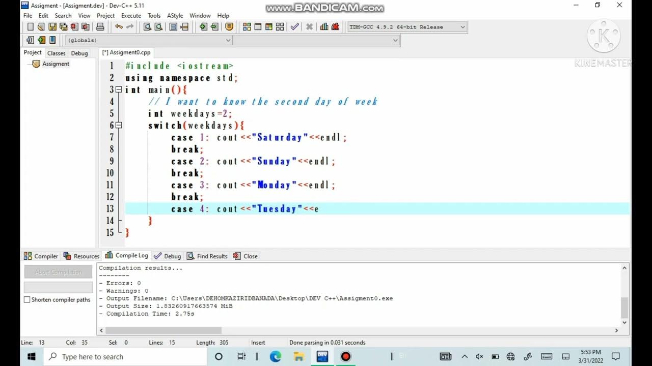 Switch Statement in C++. #c++ #switchcase - YouTube