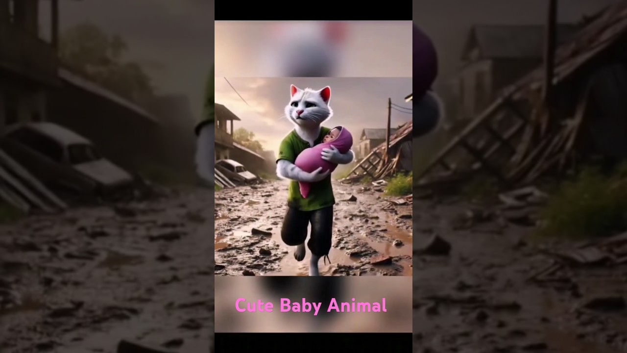 Cat Saves a Baby Floating in The Water 👍💞👌
