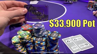 I Play $33,900 Pot vs Crypto Millionaires In $50/$100!! High Stakes @ The Lodge!!