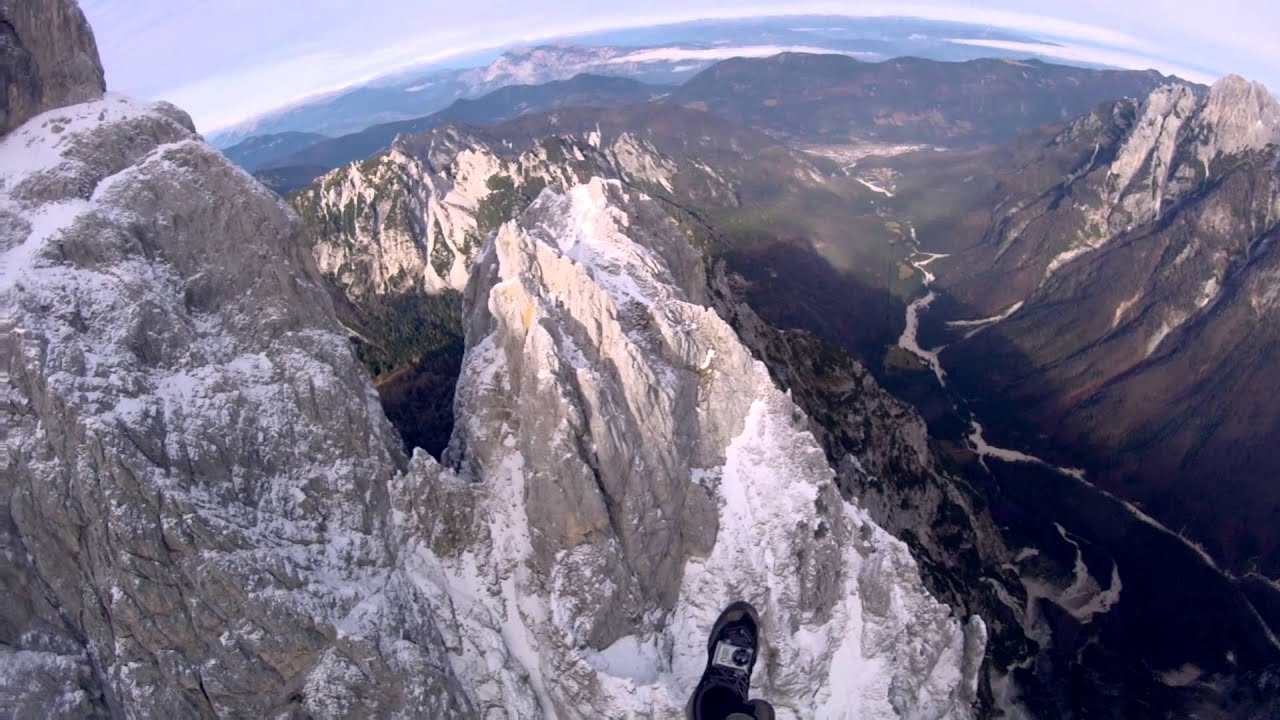 Prvi polet z vrha Prisojnika (2547 m), Kranjska Gora - Julijske Alpe