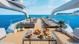 Morning Coffee Jazz | Early Buffet with Friends on Luxury Cruise - Relaxing Ocean Ambience