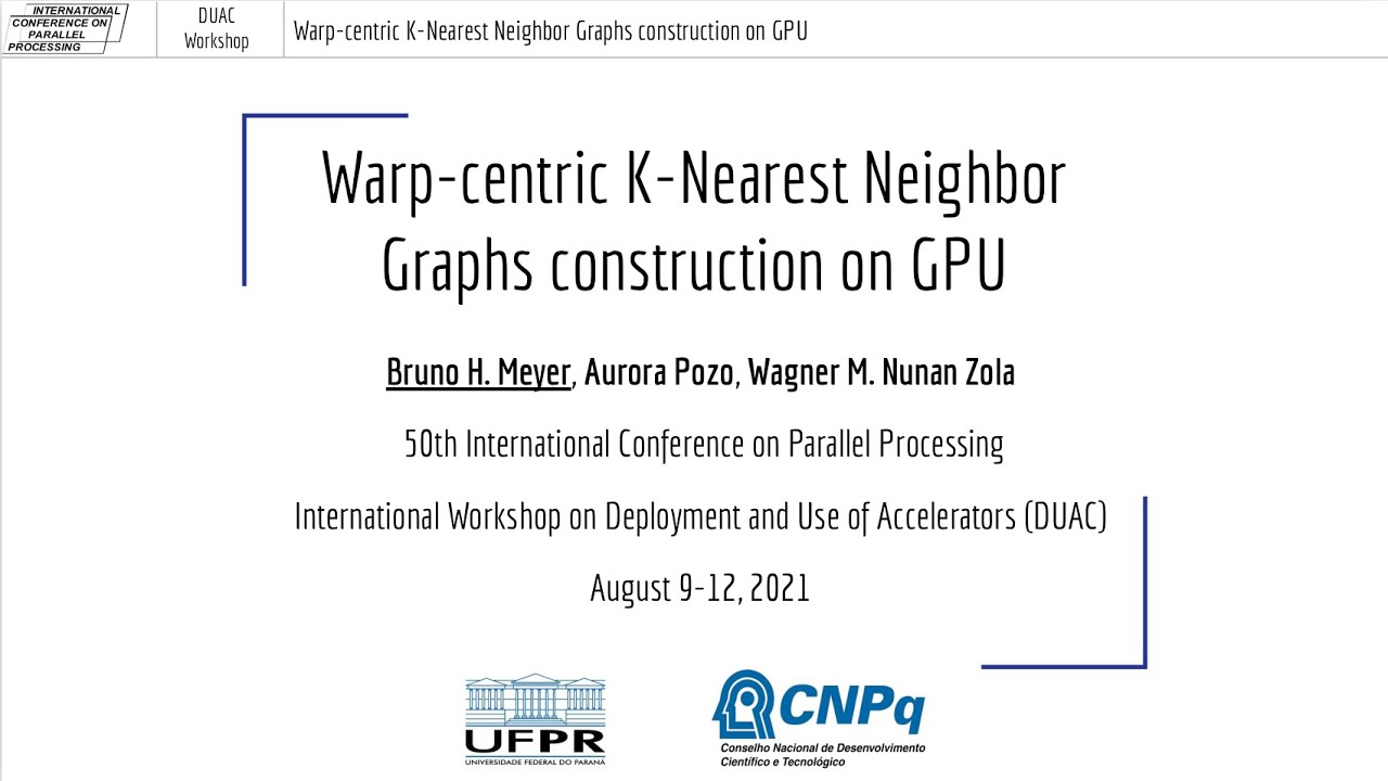 Warp-centric K-Nearest Neighbor Graphs construction on GPU - YouTube