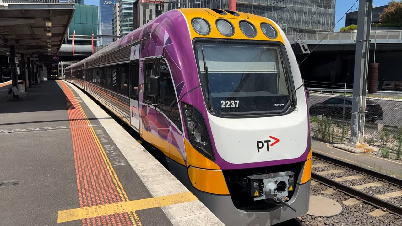V/Line VL137 the Band New VLocity DMU Train Departing Southern Cross ...