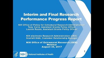 Interim and Final Research Performance Progress Report (RPPR)