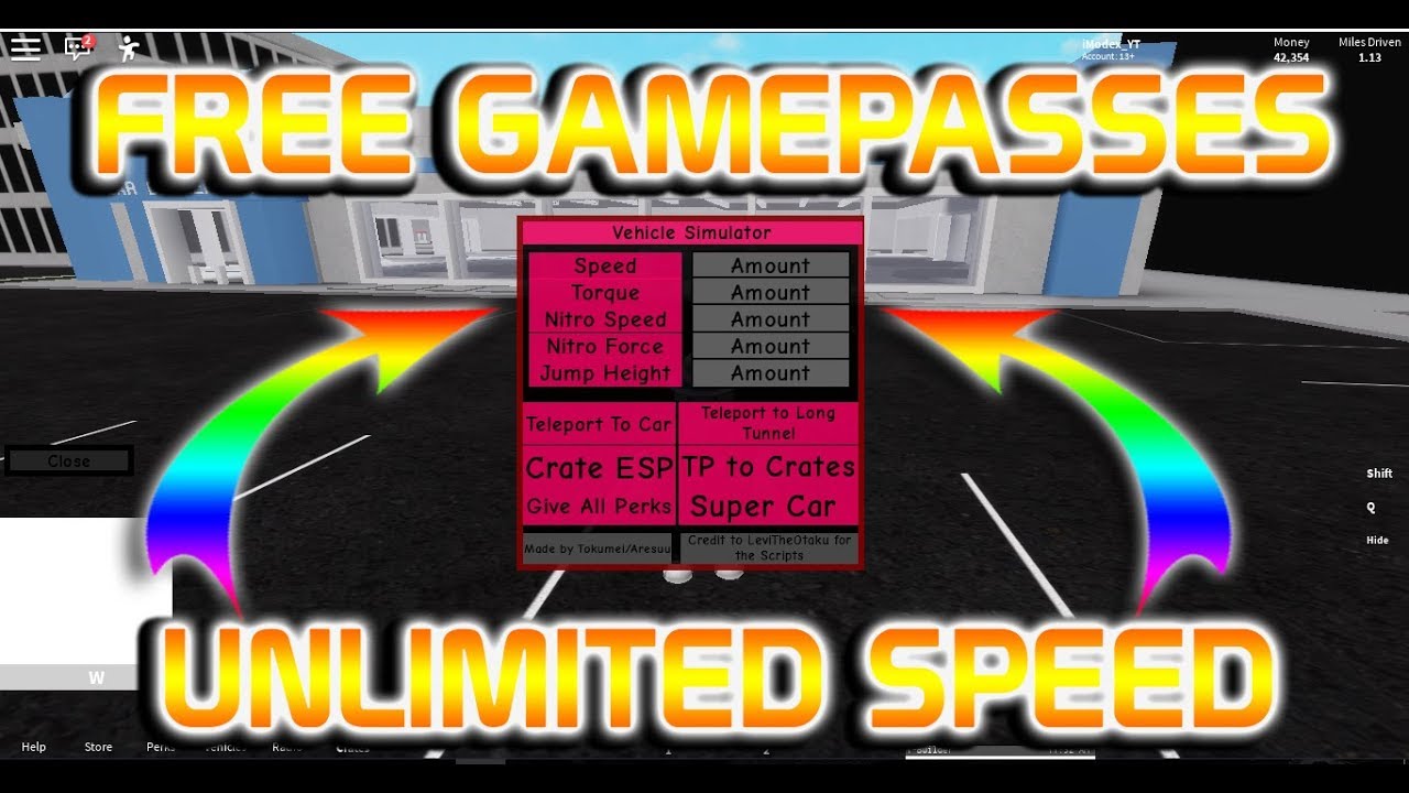 Vehicle Simulator Roblox Hack Script Free Gamepasses - roblox got talent game passes