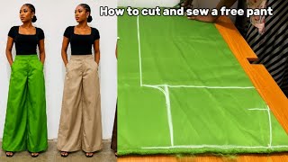 How to cut and sew a free pant with band and side pockets 