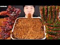 ASMR MUKBANG | BLACK BEAN NOODLES 🌶 SPICY CHILI PEPPER KIMCHI CHICKEN 짜파게티 고추김치 치킨 먹방 EATING SOUND