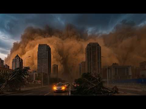 Chaos in China today! Level 13 sandstorm in Harbin! A "Black Wall" swallows a city of millions!