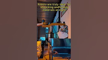 Robots aretruly ideal for unpacking and feeding materials at night#palletizer #automation #stacking