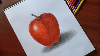 How to draw apple || Color Pencil || Step by Step || LeToo Arts.