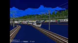 新VRM3★E257系かいじ月明り雪景色追い抜き