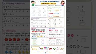 Class 1 Maths Worksheet | Counting, Number Facts & Number Line Practice | Grade 1 Math #shorts