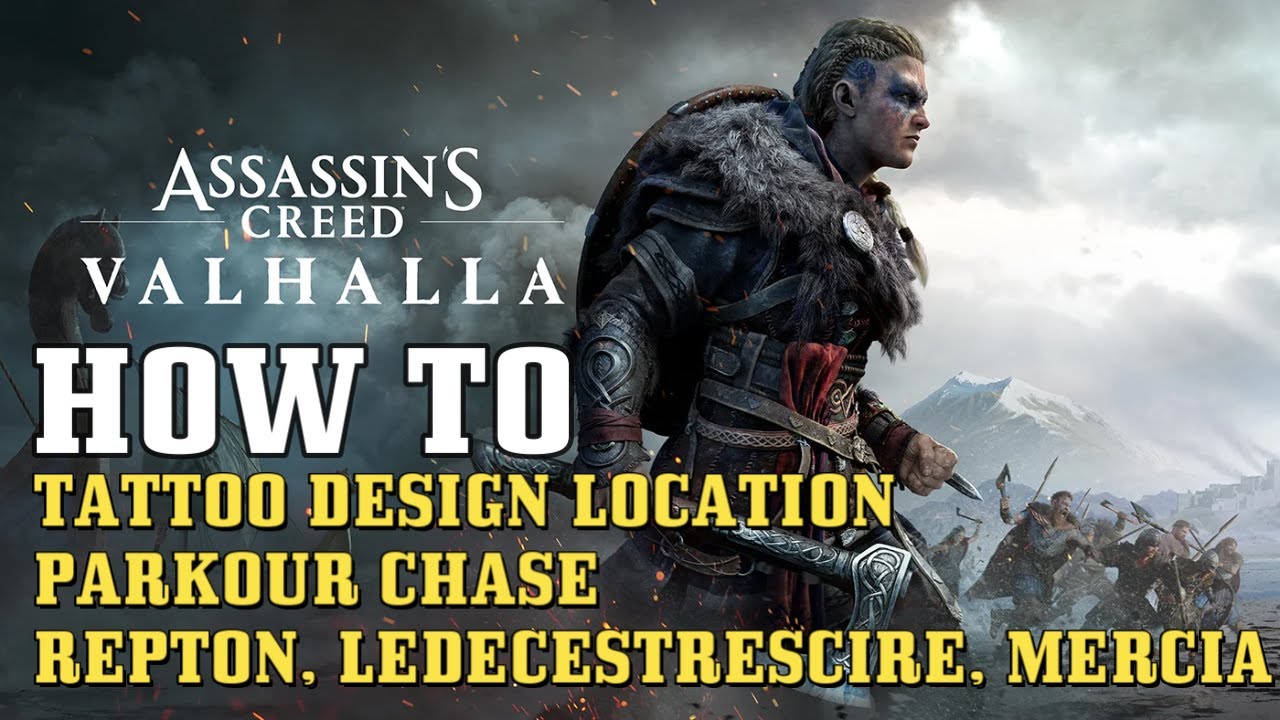 AC Valhalla Tattoo Design Location & Parkour Chase (Repton, Ledecestrescire, Mercia) YouTube