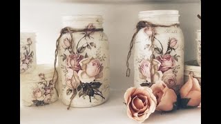 How to decoupage mason jars @rusticcottageco