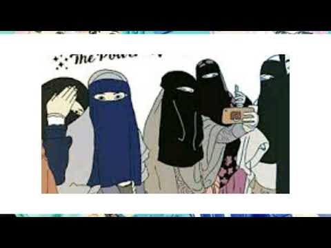 Kartun Muslimah Sahabat  Bertiga  Bercadar Rahman Gambar 