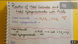 reactions of acids with carbonates and bicarbonates\/ matric chemistry \/chapter 2\/ acid,bases,salts