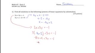 System of Linear Equations Quiz