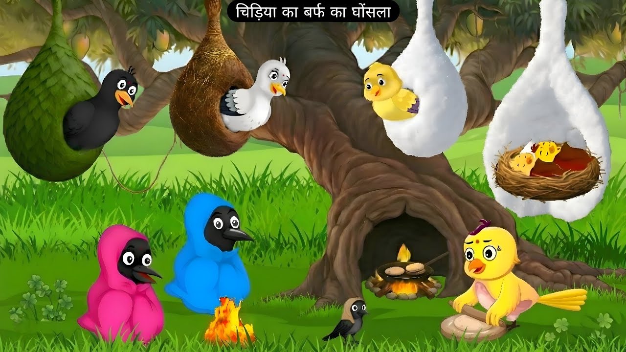 चिड़िया का बर्फ का घोंसला | Birds cartoon | Moral Story | Rima Birds |