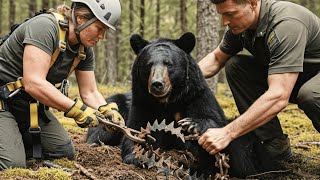 Rescuing Black Bear Mom with Paw in a Trap — Rangers Race the Clock
