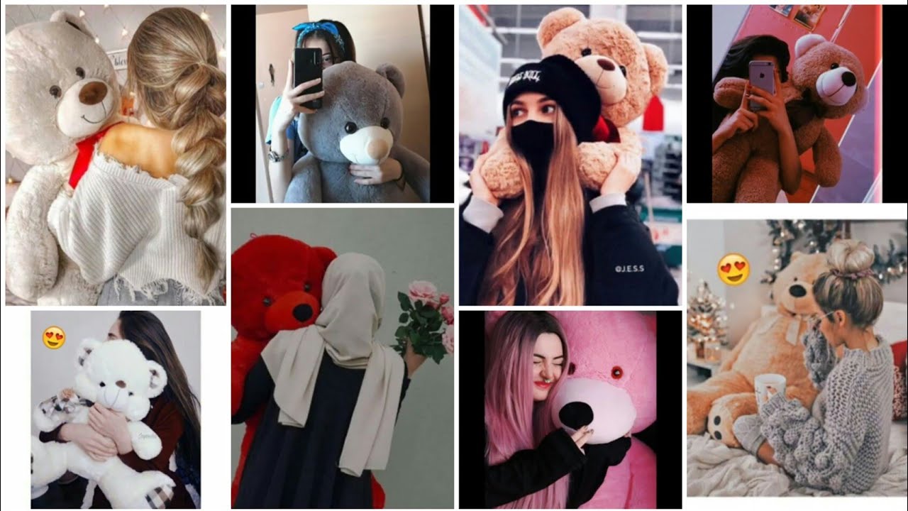 Pretty girl hidden face cute photography ideas with teddy bear ...