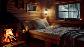 Cozy Cabin Ambience with Rain and Fireplace for Concentration & deep sleeping   1 hour